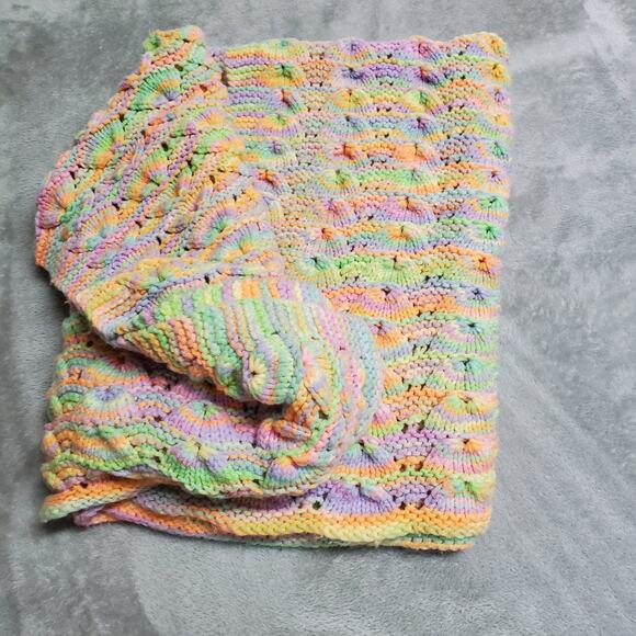Hand Crocheted Shell Afghan Throw Chair Blanket Pastel Small Baby 43 x 36 - Picture 2 of 16
